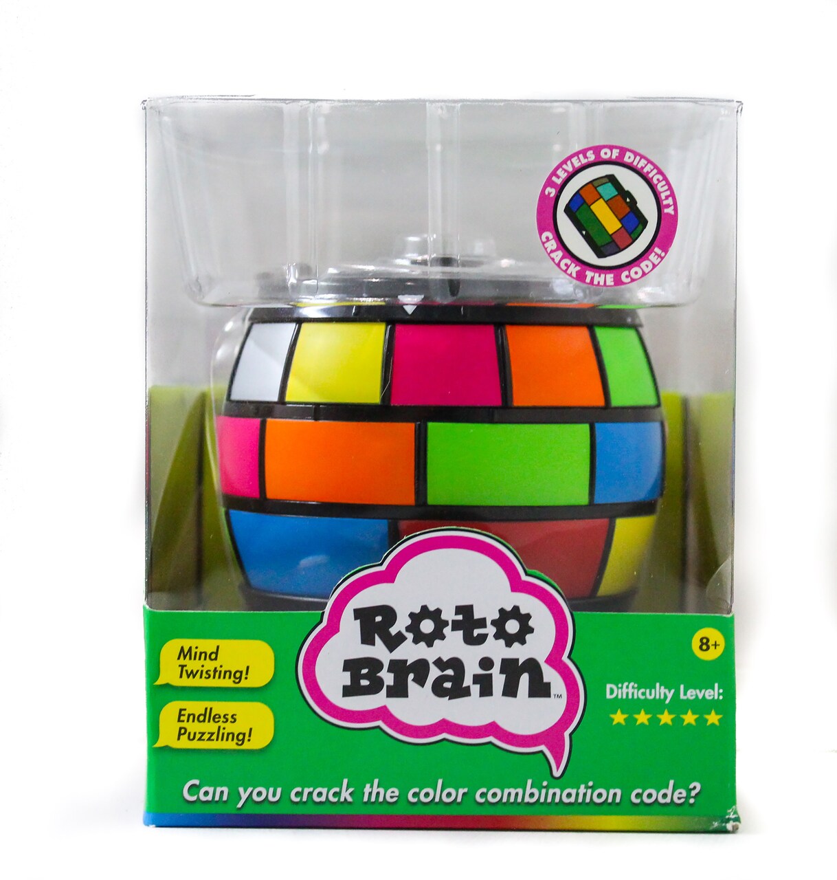 Roto Brain 3D Puzzle Sphere - Brain Teaser Puzzle Game to Fidget, Twist, Turn - 3 Levels of Difficulty, Crack the Code for this IQ | Memory Booster! for Kids and Adults, Age 8+